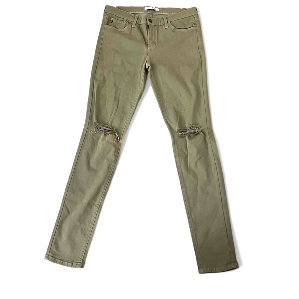 KanCan Women's Khaki Green Distressed Jeans